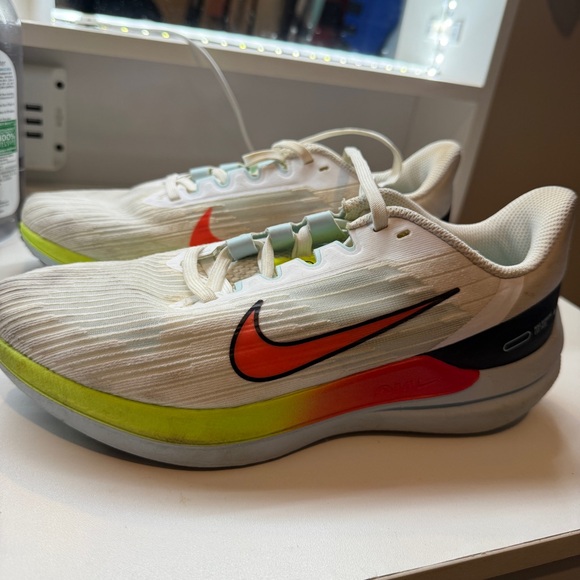 Nike White and Lime Green Running Shoes with Red Swoosh - Picture 2 of 5